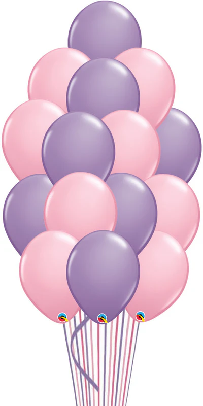 15Pcs Light Pink and lilac Balloon Bouquet- with Weight