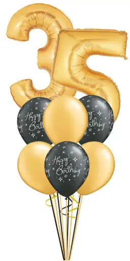 Custom age Black Bday Sparkles, Gold any Number Balloons With Weight