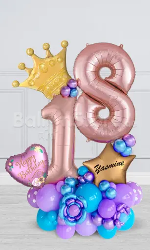 Any Two Number Royal Birthday Balloon Arrangement PRE-ORDER 1DAY In Advance