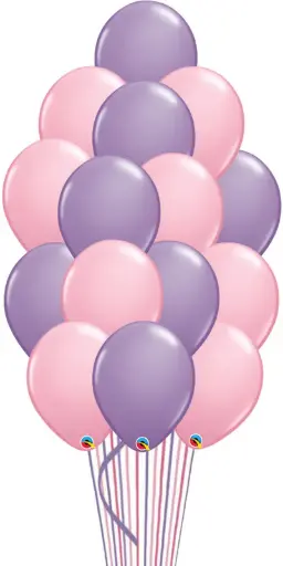 15Pcs Light Pink and lilac Balloon Bouquet- with Weight